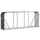 Anthracite galvanized steel log holder measuring 92.1x17.7x39.4 cm with arched frame.